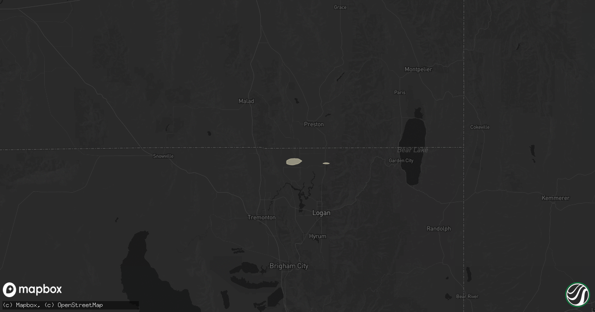Hail map in Cornish, UT on June 9, 2026