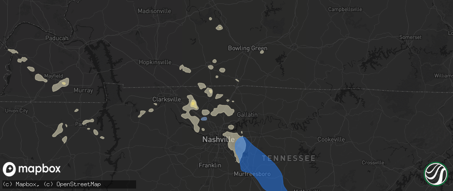 Hail map in Cross Plains, TN on June 9, 2026