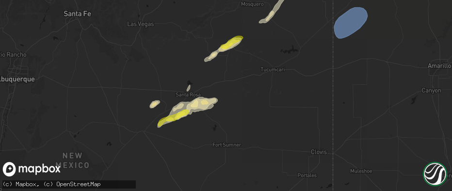 Hail map in Cuervo, NM on June 9, 2026