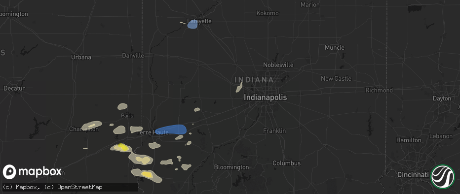 Hail map in Danville, IN on June 9, 2026