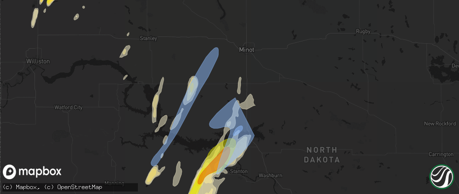 Hail map in Douglas, ND on June 9, 2026