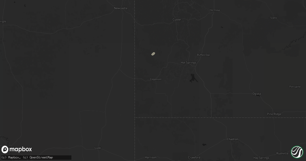 Hail map in Edgemont, SD on June 9, 2026