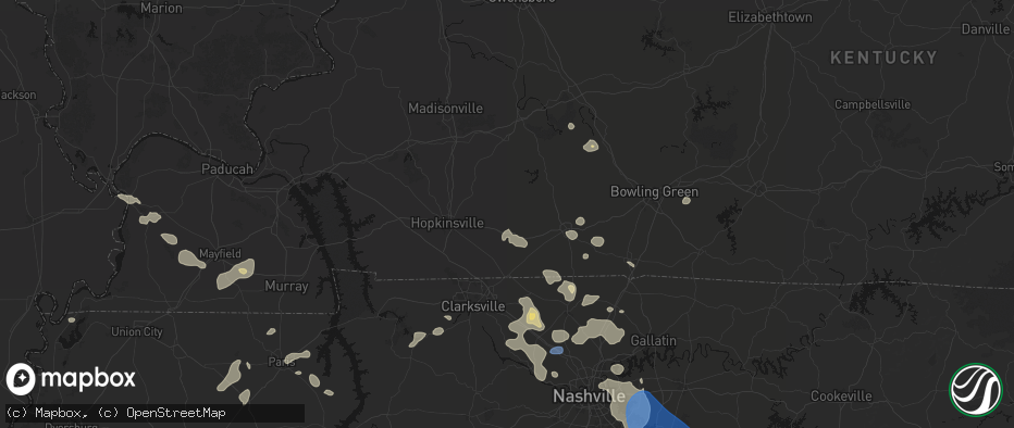 Hail map in Elkton, KY on June 9, 2026