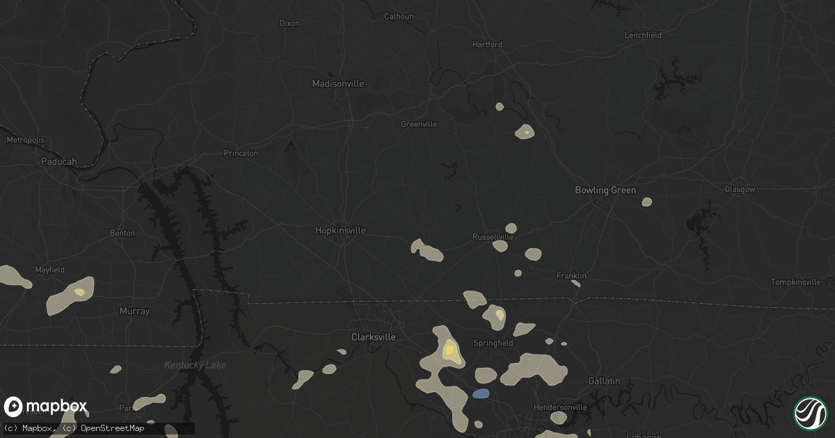 Hail map in Elkton, KY on June 9, 2026