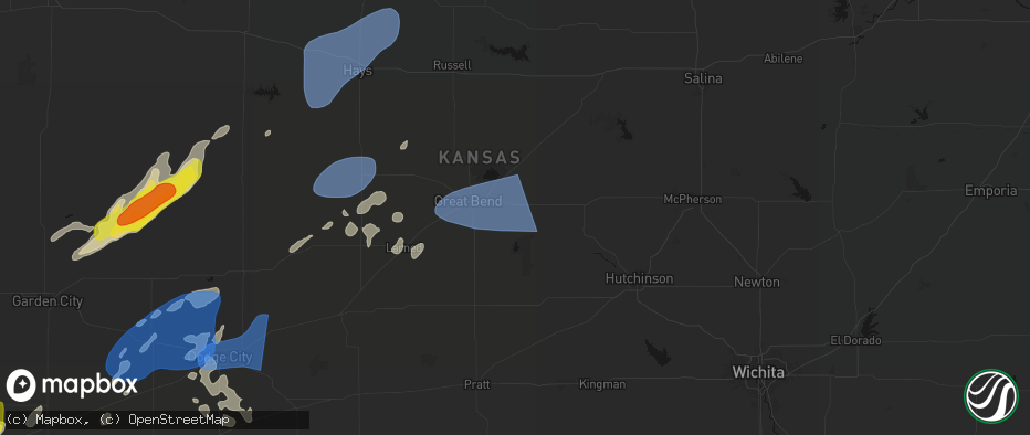 Hail map in Ellinwood, KS on June 9, 2026