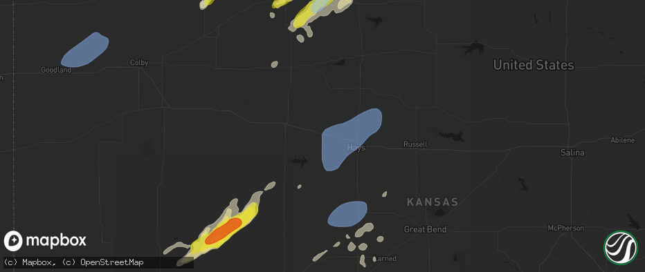 Hail map in Ellis, KS on June 9, 2026