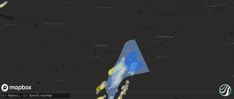 Hail map in Elm Creek, NE on June 9, 2026