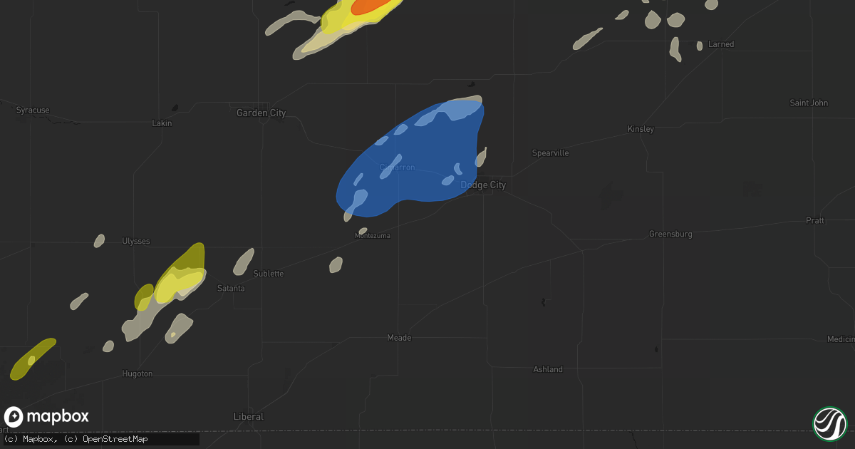 Hail map in Ensign, KS on June 9, 2026
