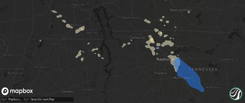 Hail map in Erin, TN on June 9, 2026