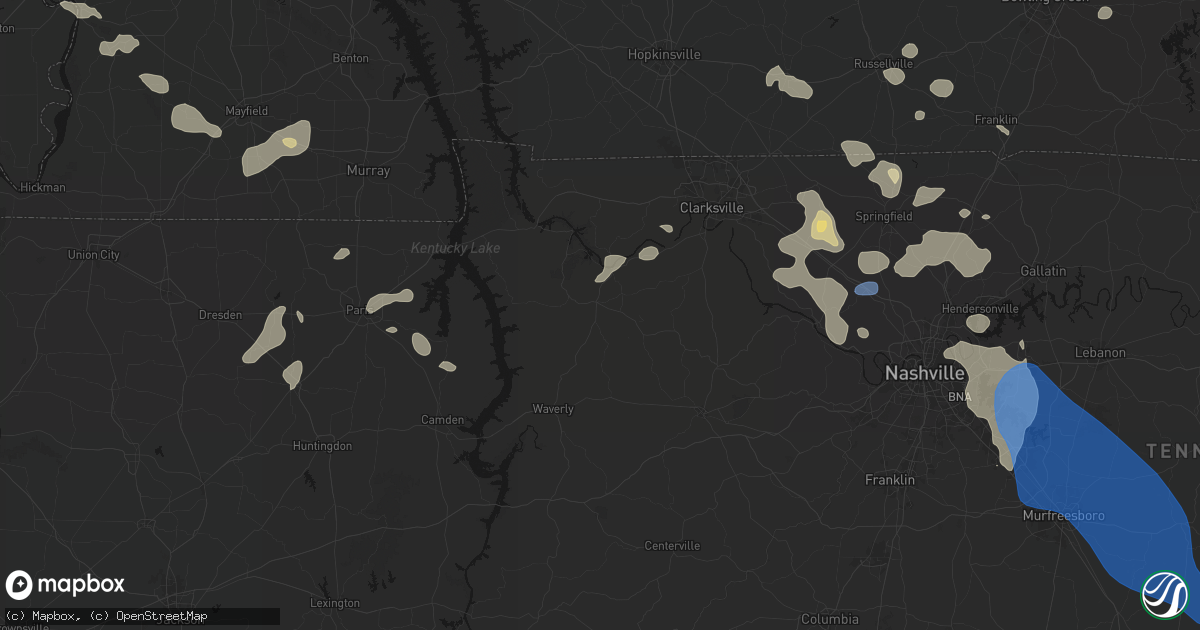 Hail map in Erin, TN on June 9, 2026