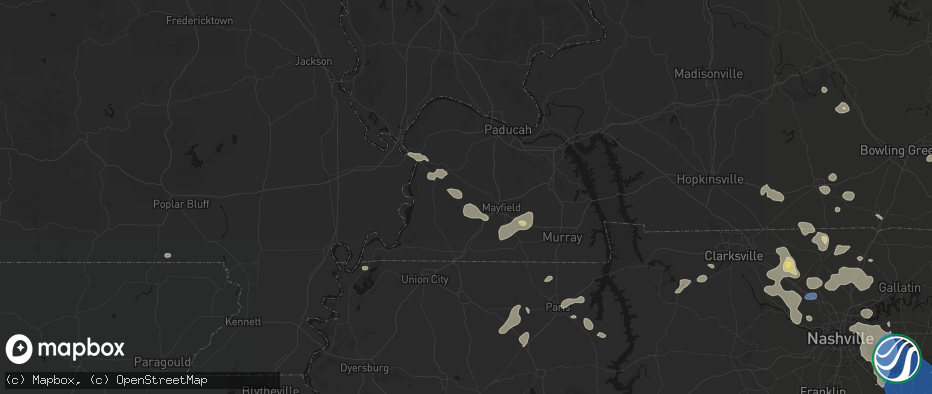 Hail map in Fancy Farm, KY on June 9, 2026
