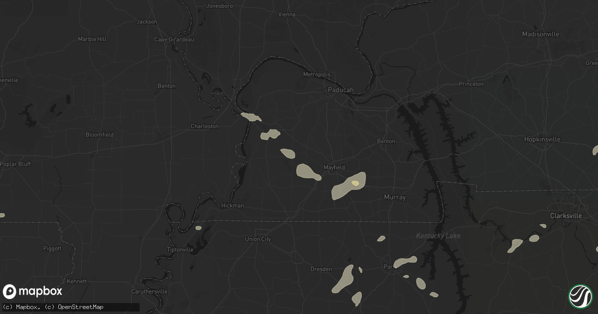 Hail map in Fancy Farm, KY on June 9, 2026