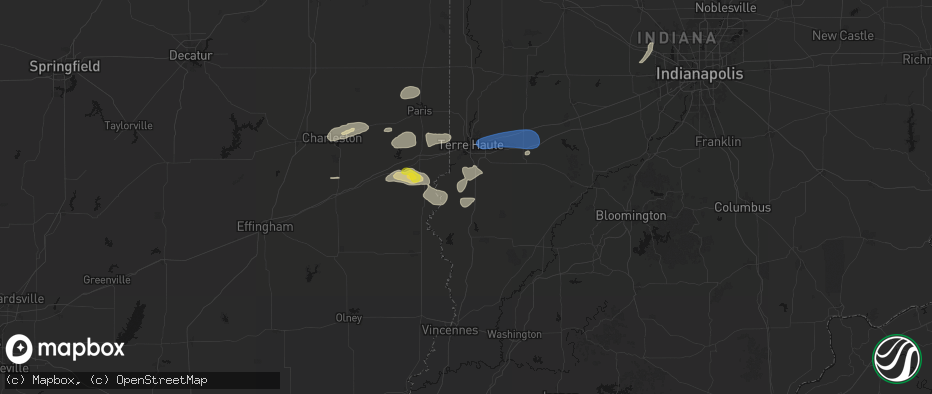Hail map in Farmersburg, IN on June 9, 2026