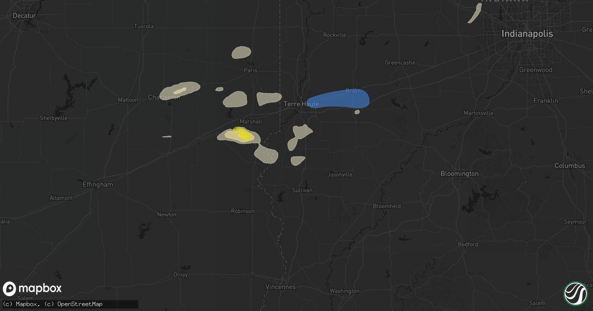 Hail map in Farmersburg, IN on June 9, 2026
