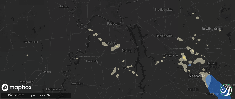 Hail map in Farmington, KY on June 9, 2026