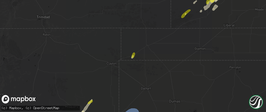 Hail map in Felt, OK on June 9, 2026