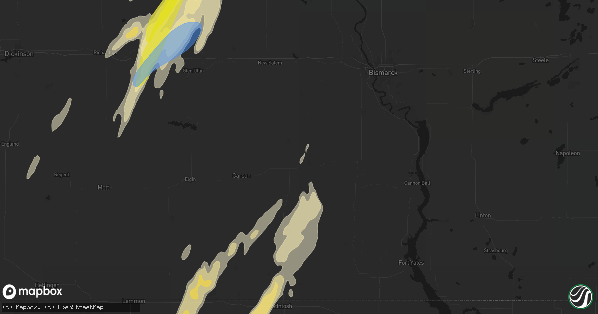 Hail map in Flasher, ND on June 9, 2026