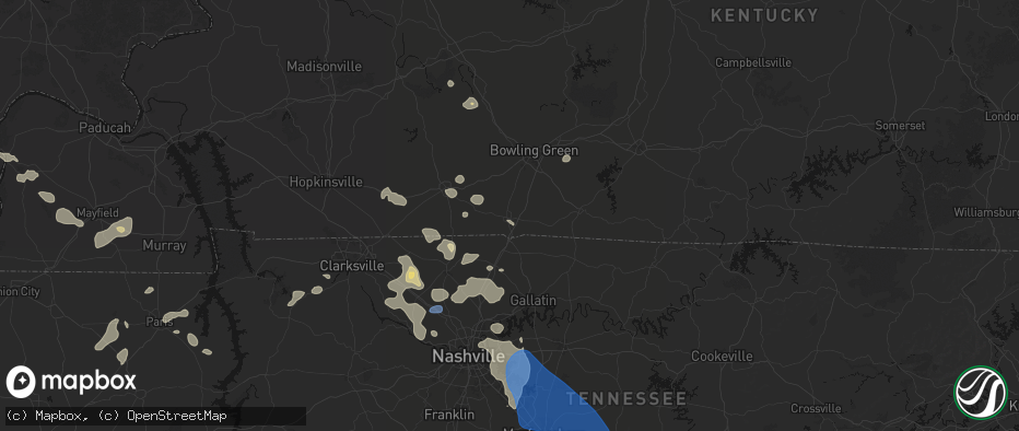 Hail map in Franklin, KY on June 9, 2026