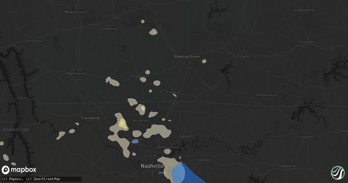 Hail map in Franklin, KY on June 9, 2026
