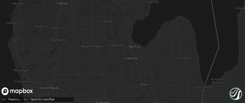 Hail map in Freeland, MI on June 9, 2026