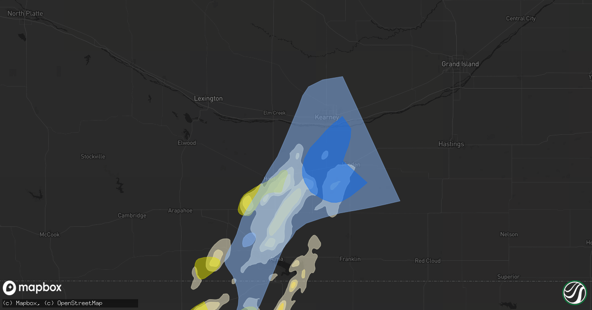 Hail map in Funk, NE on June 9, 2026