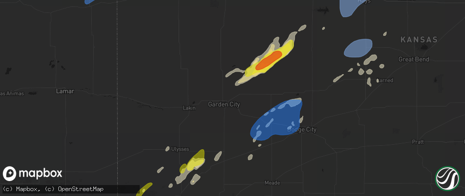 Hail map in Garden City, KS on June 9, 2026