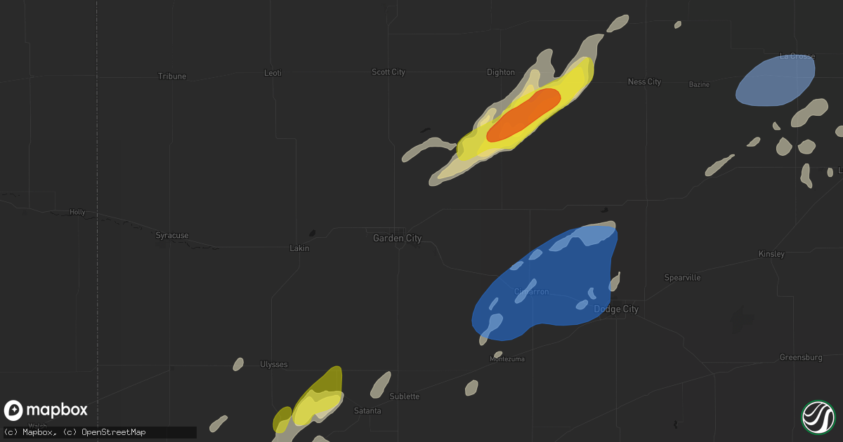Hail map in Garden City, KS on June 9, 2026