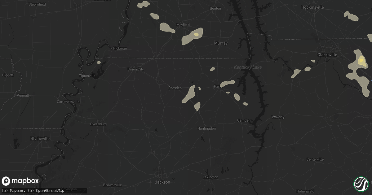 Hail map in Gleason, TN on June 9, 2026