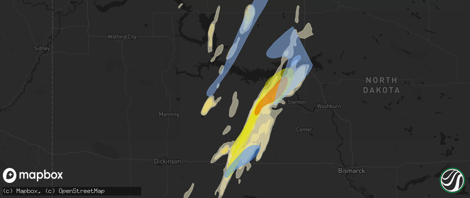 Hail map in Golden Valley, ND on June 9, 2026
