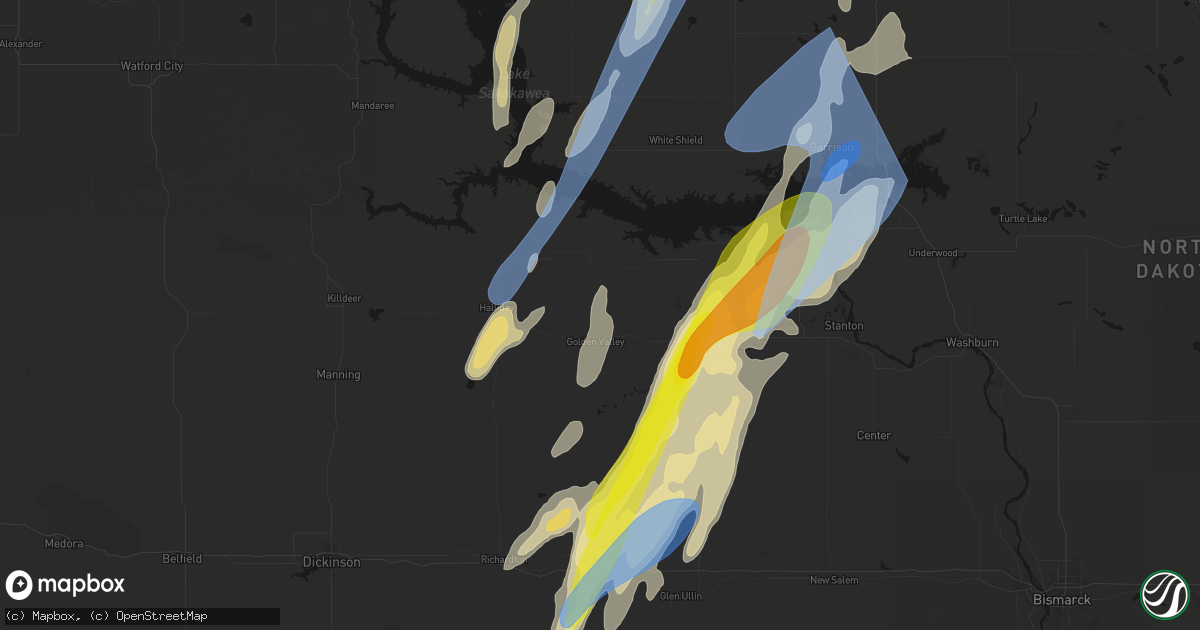 Hail map in Golden Valley, ND on June 9, 2026
