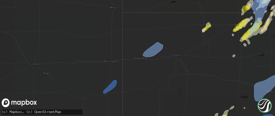 Hail map in Goodland, KS on June 9, 2026
