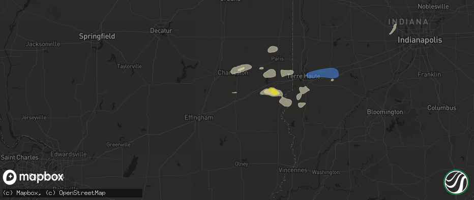 Hail map in Greenup, IL on June 9, 2026