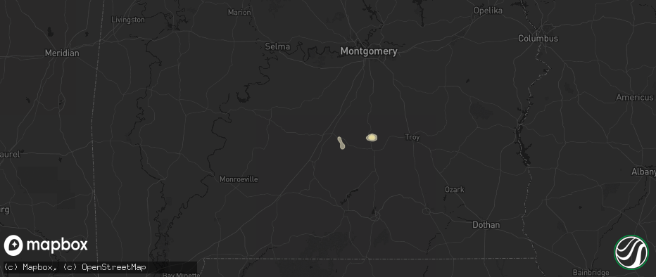 Hail map in Greenville, AL on June 9, 2026