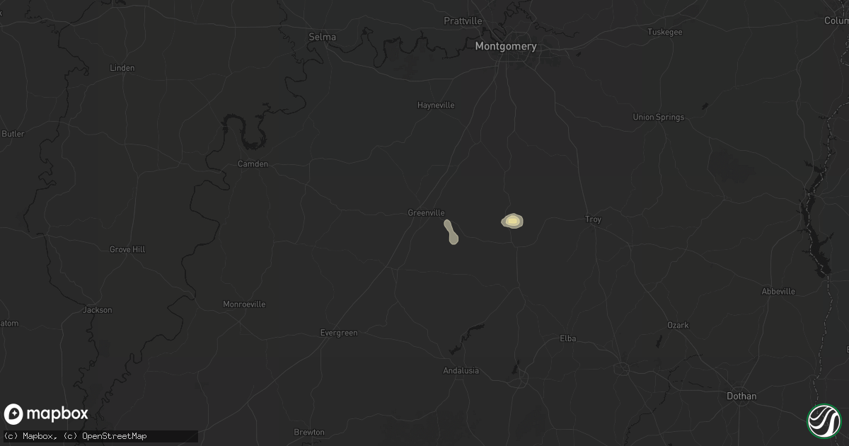 Hail map in Greenville, AL on June 9, 2026