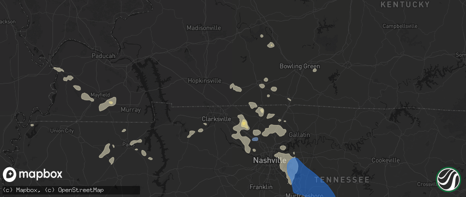 Hail map in Guthrie, KY on June 9, 2026