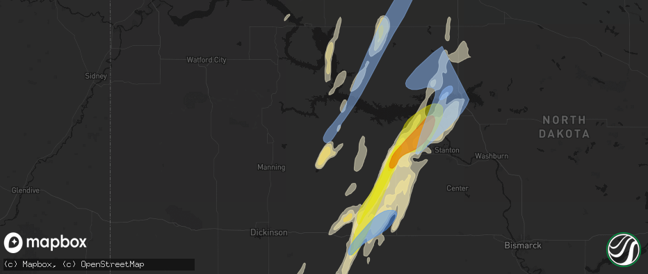 Hail map in Halliday, ND on June 9, 2026