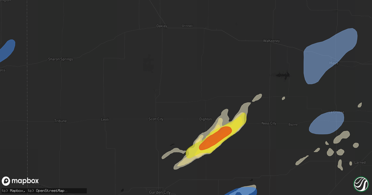 Hail map in Healy, KS on June 9, 2026