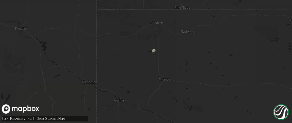 Hail map in Hemingford, NE on June 9, 2026