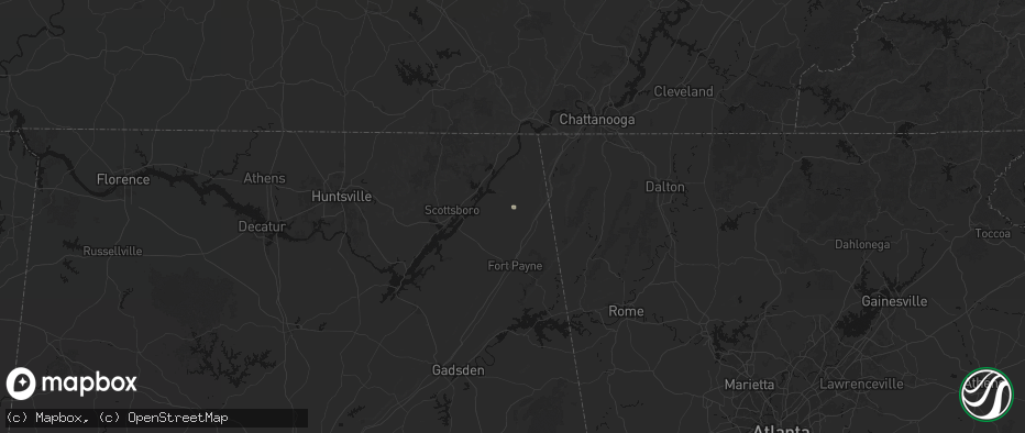 Hail map in Henagar, AL on June 9, 2026