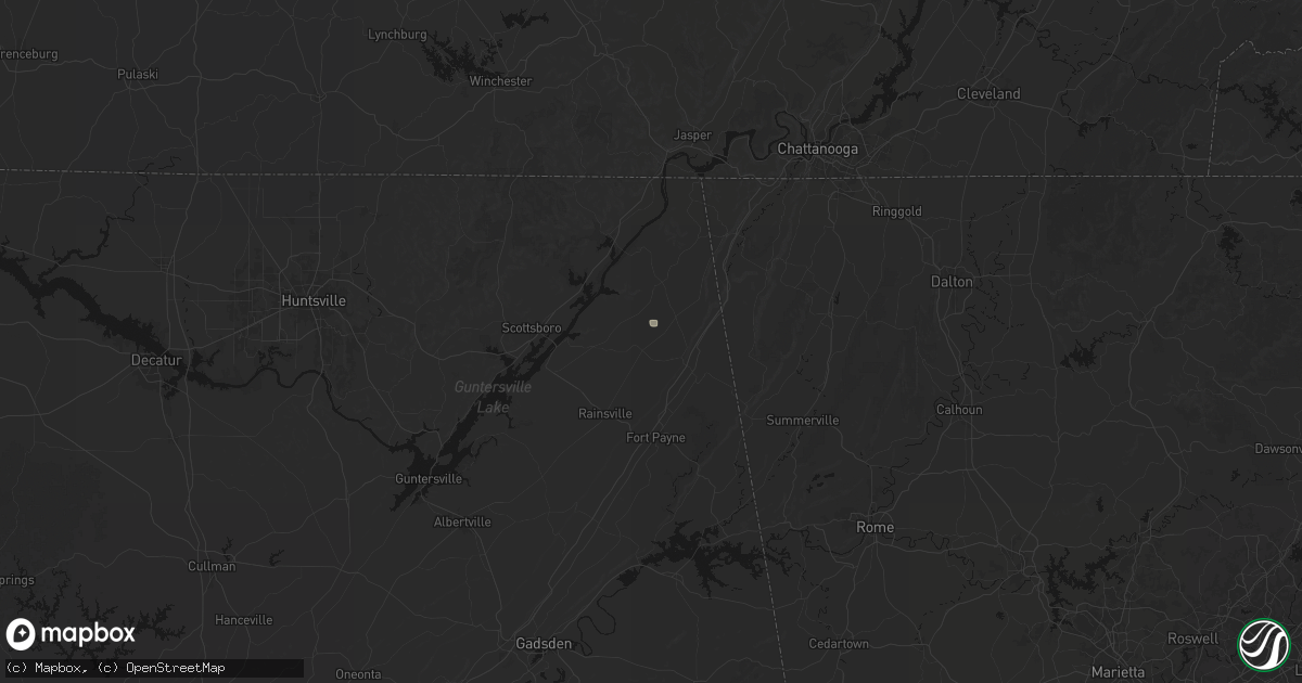Hail map in Henagar, AL on June 9, 2026