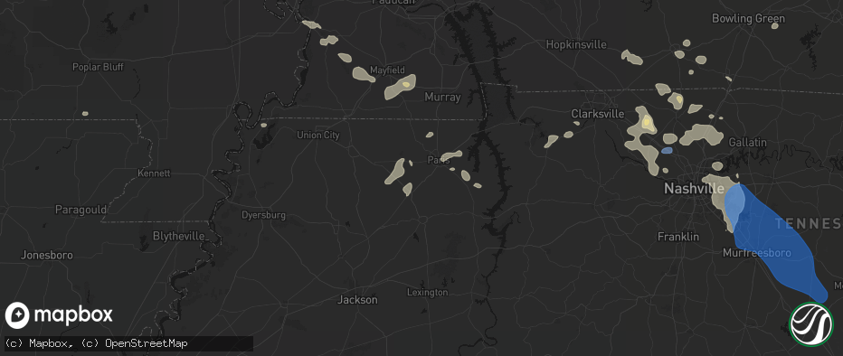 Hail map in Henry, TN on June 9, 2026