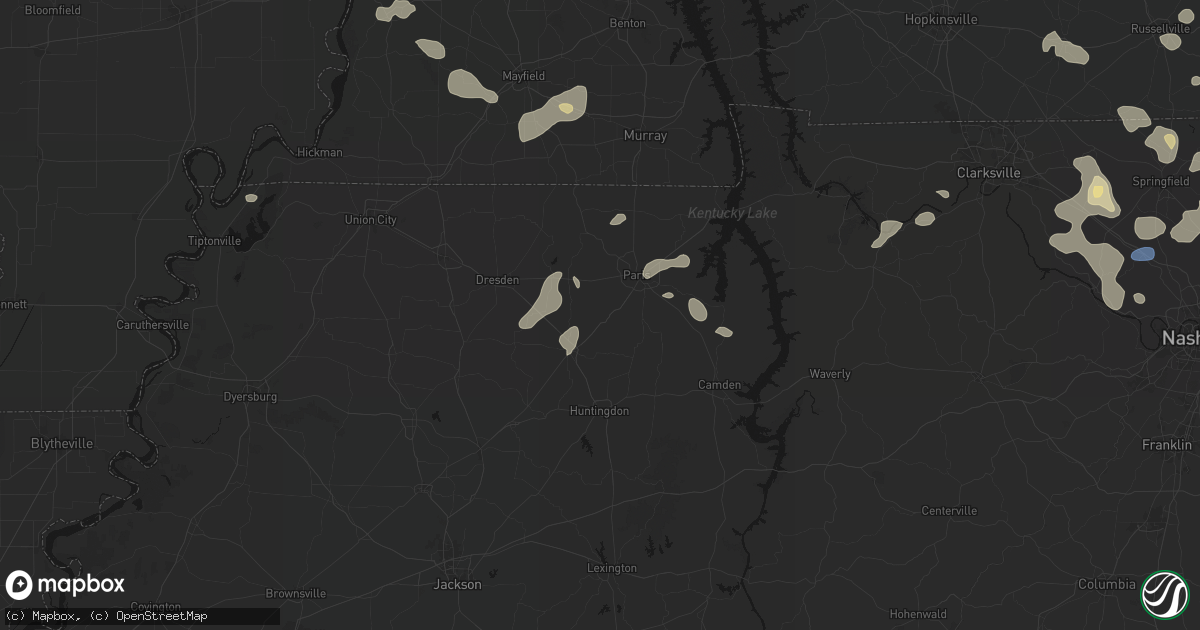 Hail map in Henry, TN on June 9, 2026