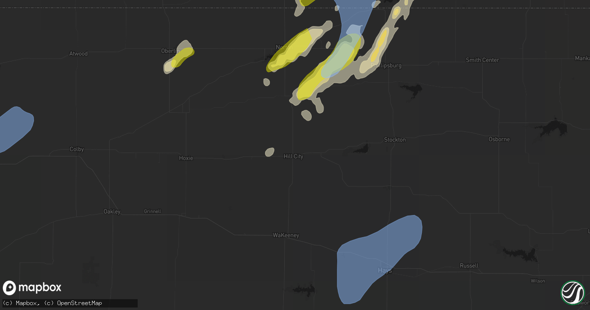 Hail map in Hill City, KS on June 9, 2026