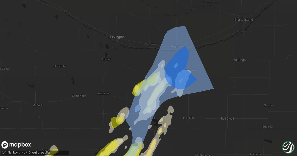 Hail map in Holdrege, NE on June 9, 2026