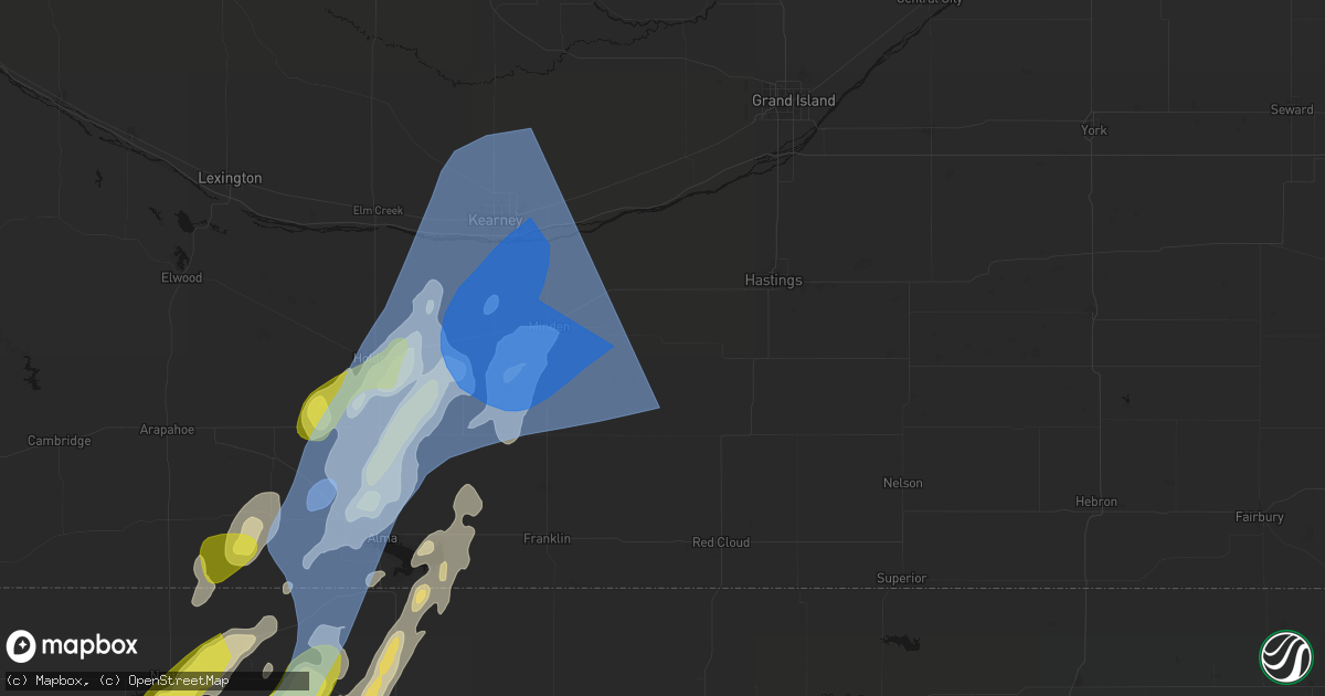 Hail map in Holstein, NE on June 9, 2026