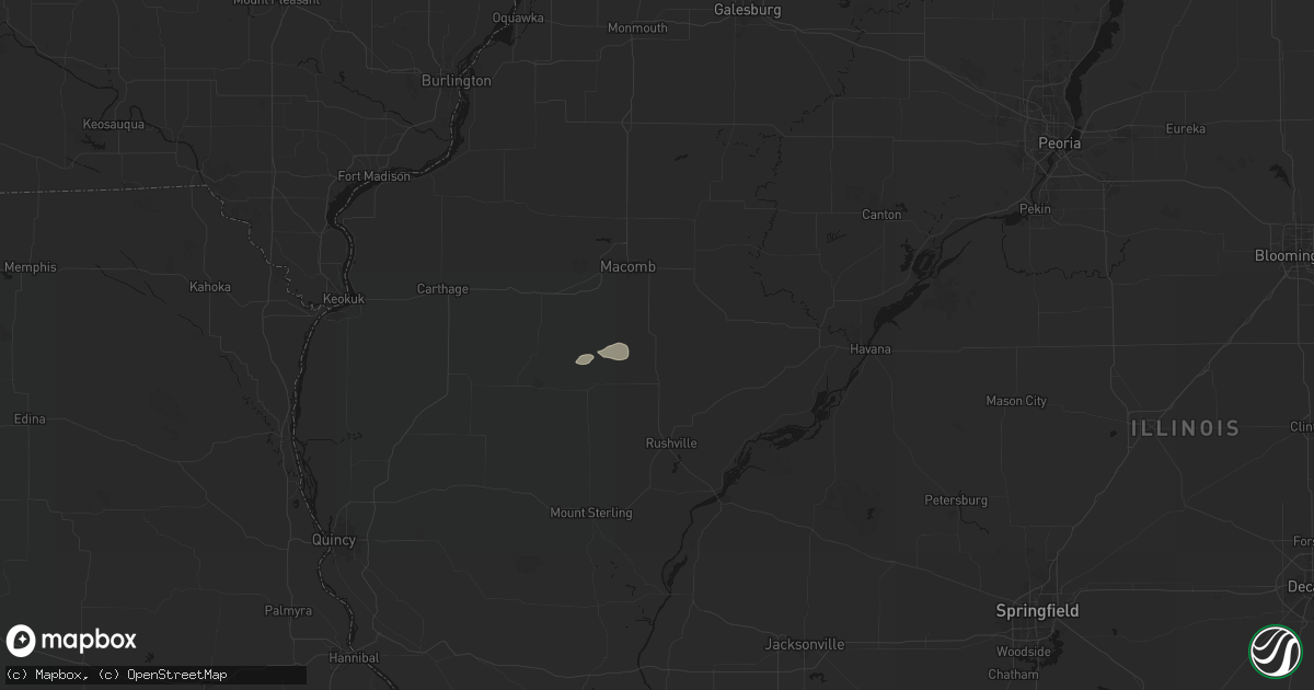 Hail map in Industry, IL on June 9, 2026