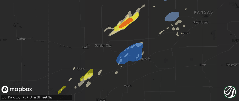 Hail map in Ingalls, KS on June 9, 2026