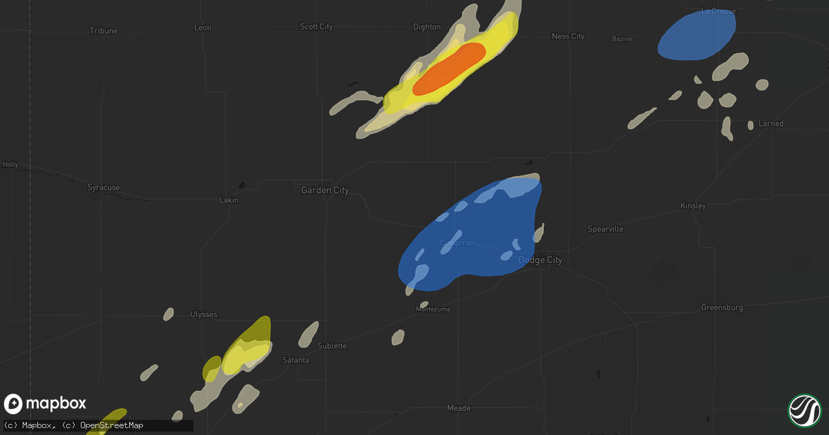 Hail map in Ingalls, KS on June 9, 2026