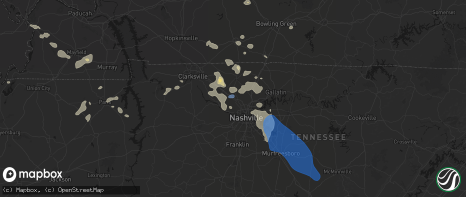 Hail map in Joelton, TN on June 9, 2026