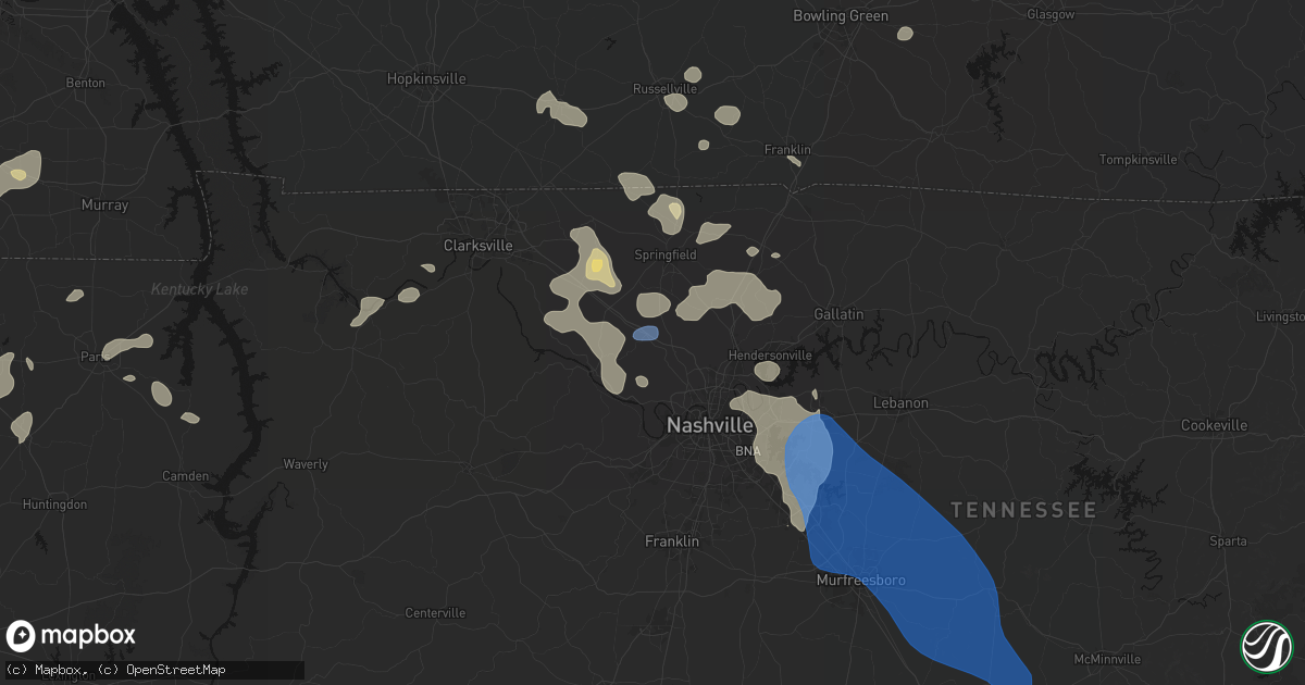 Hail map in Joelton, TN on June 9, 2026